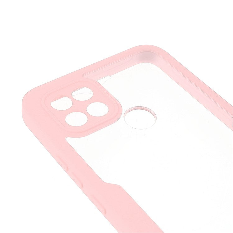PET Screen Protector + Acrylic + TPU 360-degree Protection Anti-fall Mobile Phone Cover for Oppo A15/A15s - Pink