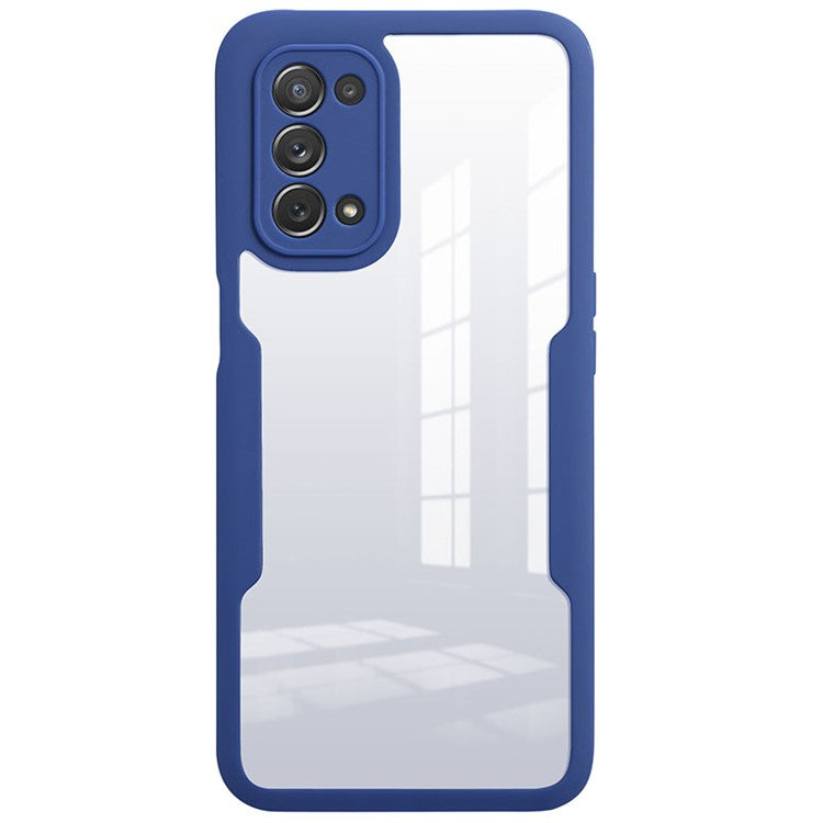 All-round Shockproof Phone Case PET Screen Protector + Acrylic Back Panel + TPU Frame Cover for Oppo A54 5G/A74 5G/A93 5G - Navy Blue