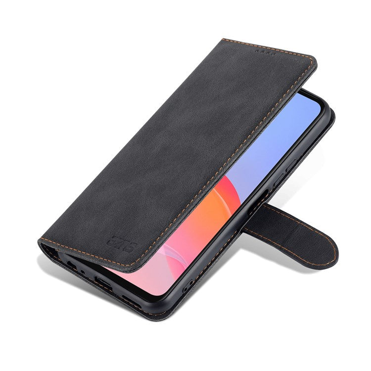 AZNS Phone Cover Drop-proof Magnetic Closure PU Leather Flip Wallet Stand Well-protected Phone Shell for vivo Y21/Y21s/Y33s - Black