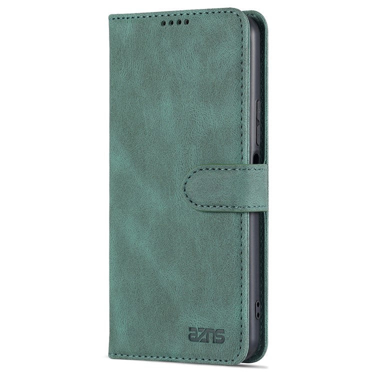 AZNS Phone Cover Drop-proof Magnetic Closure PU Leather Flip Wallet Stand Well-protected Phone Shell for vivo Y21/Y21s/Y33s - Green