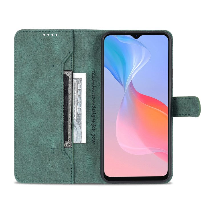 AZNS Phone Cover Drop-proof Magnetic Closure PU Leather Flip Wallet Stand Well-protected Phone Shell for vivo Y21/Y21s/Y33s - Green