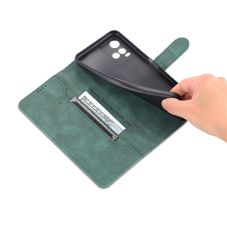 AZNS Phone Cover Drop-proof Magnetic Closure PU Leather Flip Wallet Stand Well-protected Phone Shell for vivo Y21/Y21s/Y33s - Green
