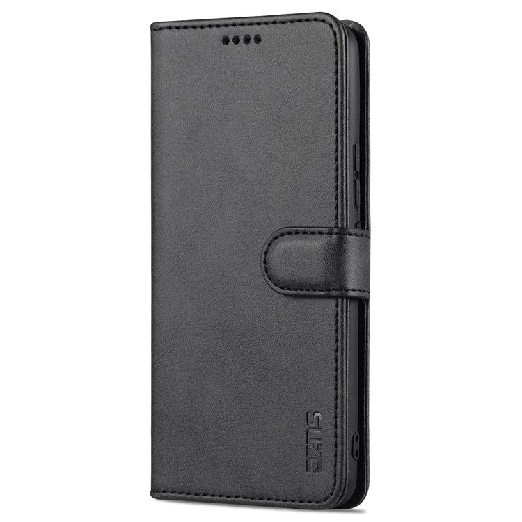 AZNS PU Leather Magnetic Clasp Cover Stand Wallet Inner TPU Phone Case for vivo Y71t 5G/V21e 5G - Black