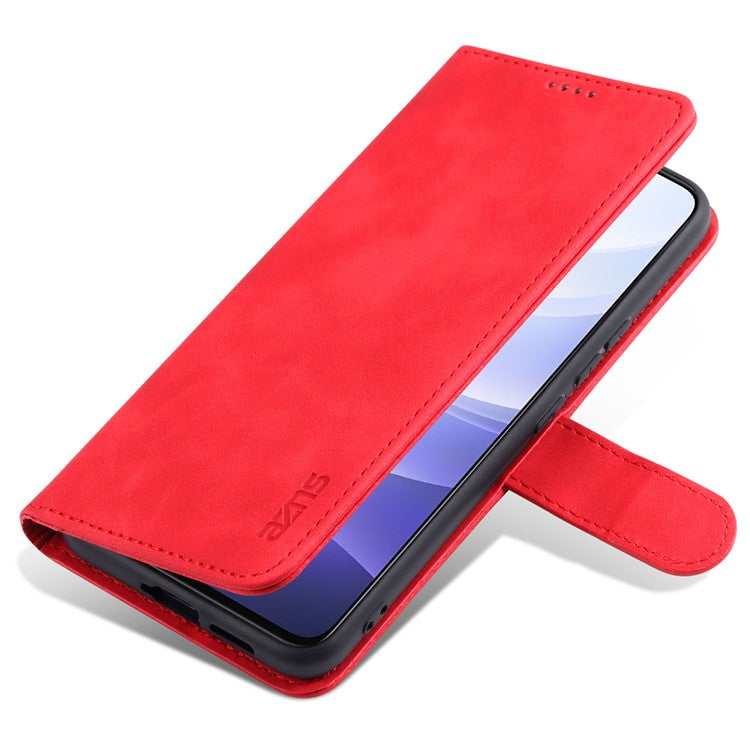 AZNS PU Leather Magnetic Clasp Cover Stand Wallet Inner TPU Phone Case for vivo Y71t 5G/V21e 5G - Red