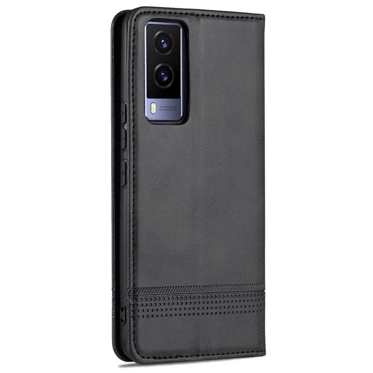 AZNS Magnetic Auto-absorbed Full Protection Cover PU Leather Stand Wallet Phone Case for vivo Y71t 5G/V21e 5G - Black