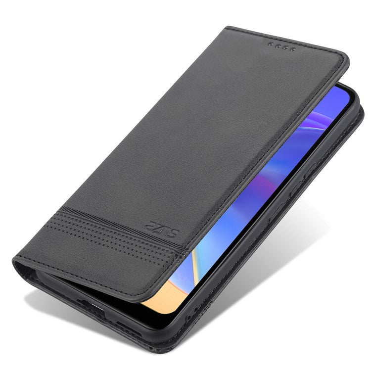 AZNS Magnetic Auto-absorbed Full Protection Cover PU Leather Stand Wallet Phone Case for vivo Y71t 5G/V21e 5G - Black