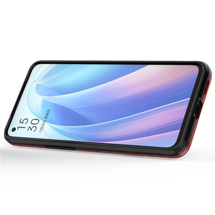 Ring Kickstand Hybrid Hard PC Soft TPU Protective Dual Layer Shockproof Case for Oppo Reno7 5G (China) - Red