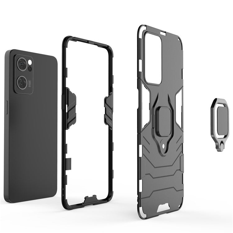 Ring Kickstand Hybrid Hard PC Soft TPU Protective Dual Layer Shockproof Case for Oppo Reno7 5G (China) - Red