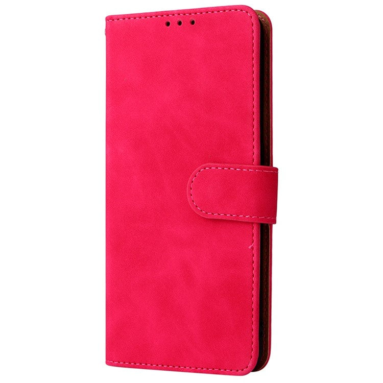 Skin-touch Feeling PU Leather + TPU Folio Flip Wallet Stand Phone Cover Case for Oppo A55s 5G - Rose