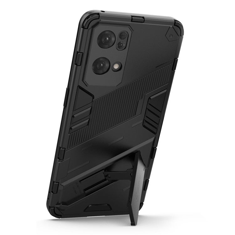 Scratch Resistant Hard PC Shockproof Anti-Drop TPU Protective Cover with Kickstand for Oppo Reno7 Pro 5G - Black
