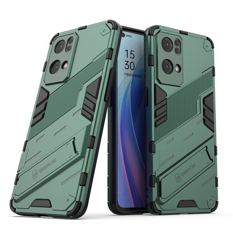 Scratch Resistant Hard PC Shockproof Anti-Drop TPU Protective Cover with Kickstand for Oppo Reno7 Pro 5G - Green