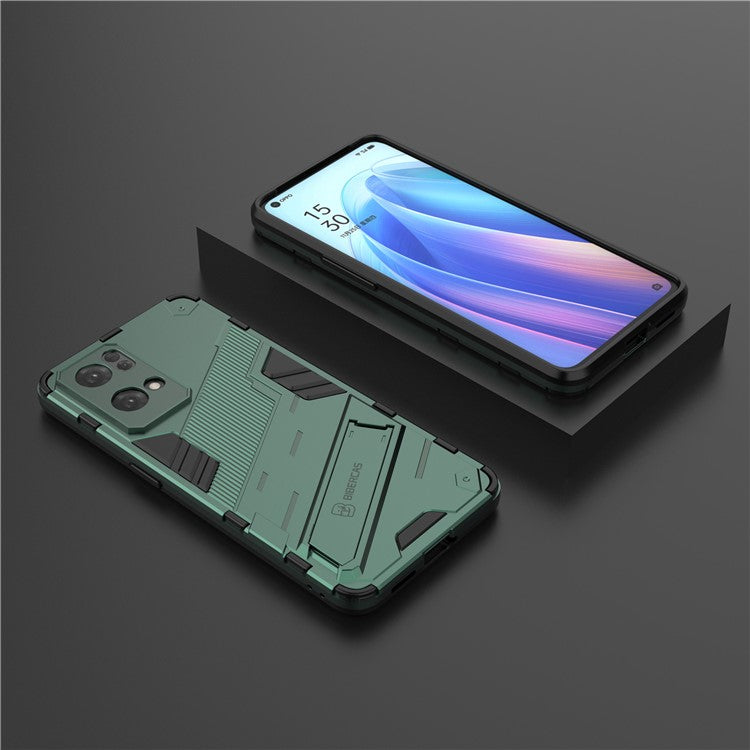 Scratch Resistant Hard PC Shockproof Anti-Drop TPU Protective Cover with Kickstand for Oppo Reno7 Pro 5G - Green