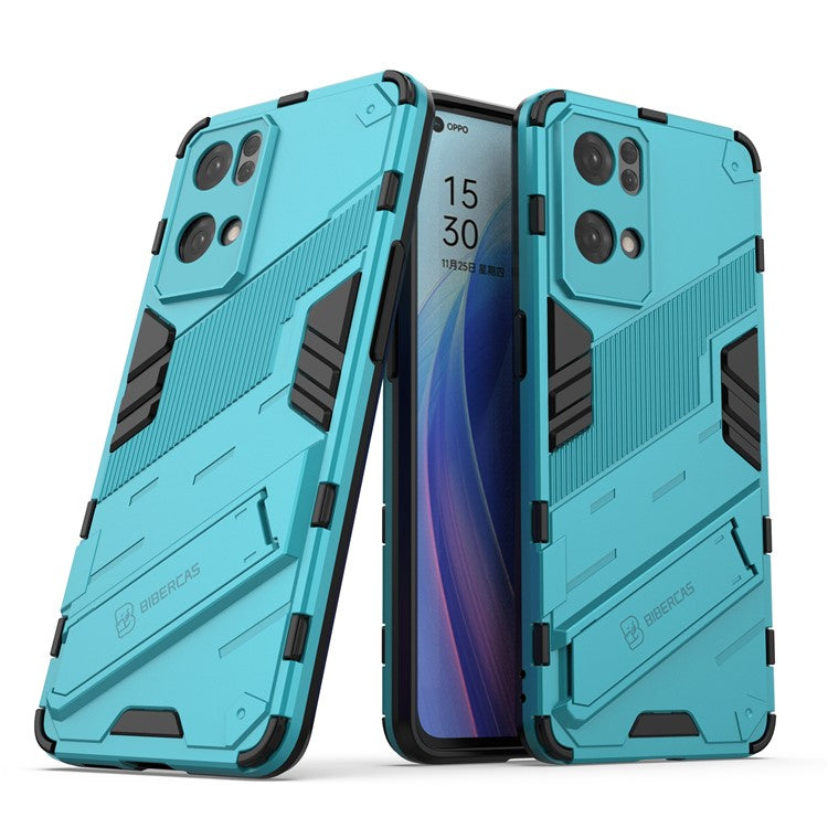Scratch Resistant Hard PC Shockproof Anti-Drop TPU Protective Cover with Kickstand for Oppo Reno7 Pro 5G - Baby Blue