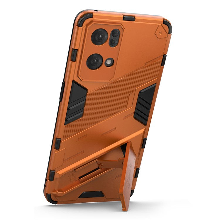 Scratch Resistant Hard PC Shockproof Anti-Drop TPU Protective Cover with Kickstand for Oppo Reno7 Pro 5G - Orange