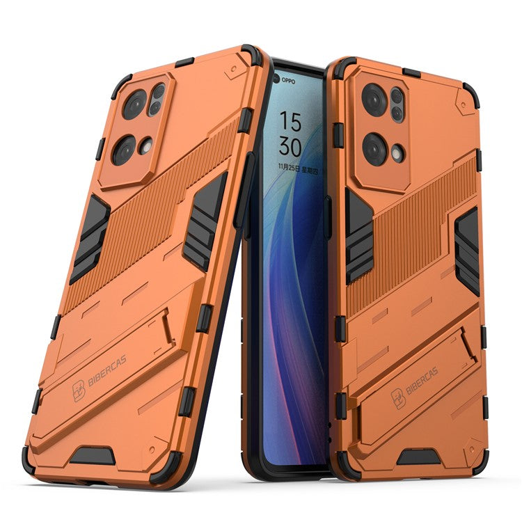 Scratch Resistant Hard PC Shockproof Anti-Drop TPU Protective Cover with Kickstand for Oppo Reno7 Pro 5G - Orange