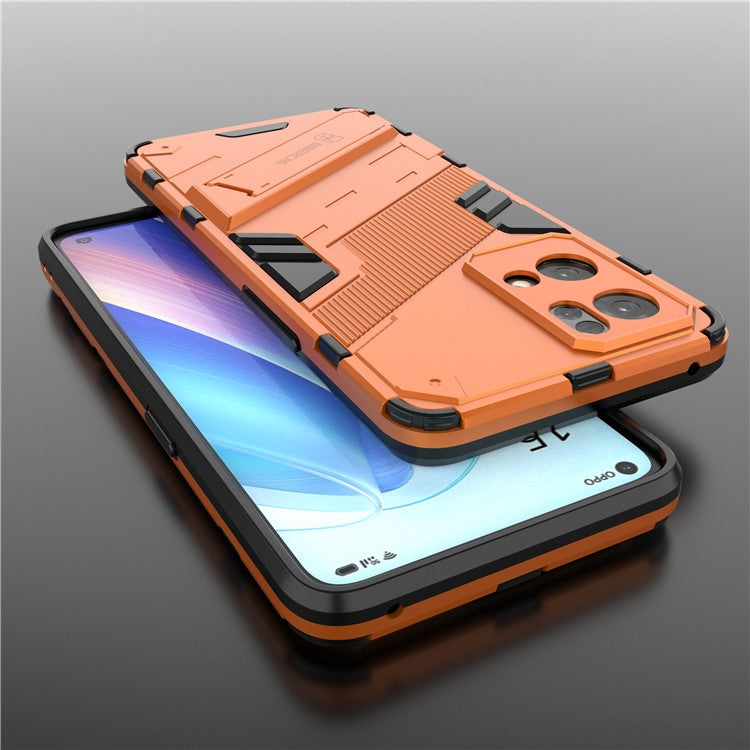 Scratch Resistant Hard PC Shockproof Anti-Drop TPU Protective Cover with Kickstand for Oppo Reno7 Pro 5G - Orange