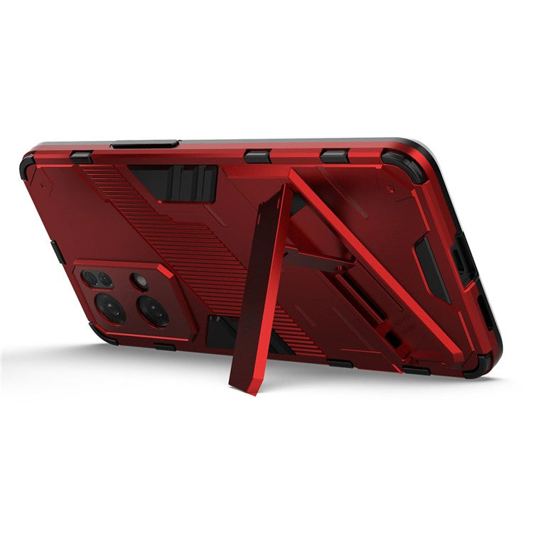 Scratch Resistant Hard PC Shockproof Anti-Drop TPU Protective Cover with Kickstand for Oppo Reno7 Pro 5G - Red