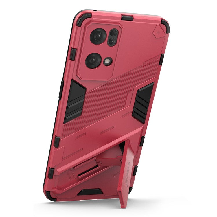 Scratch Resistant Hard PC Shockproof Anti-Drop TPU Protective Cover with Kickstand for Oppo Reno7 Pro 5G - Rose