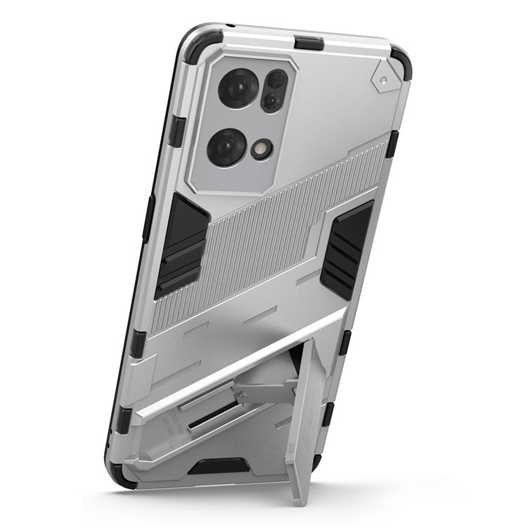 Scratch Resistant Hard PC Shockproof Anti-Drop TPU Protective Cover with Kickstand for Oppo Reno7 Pro 5G - White