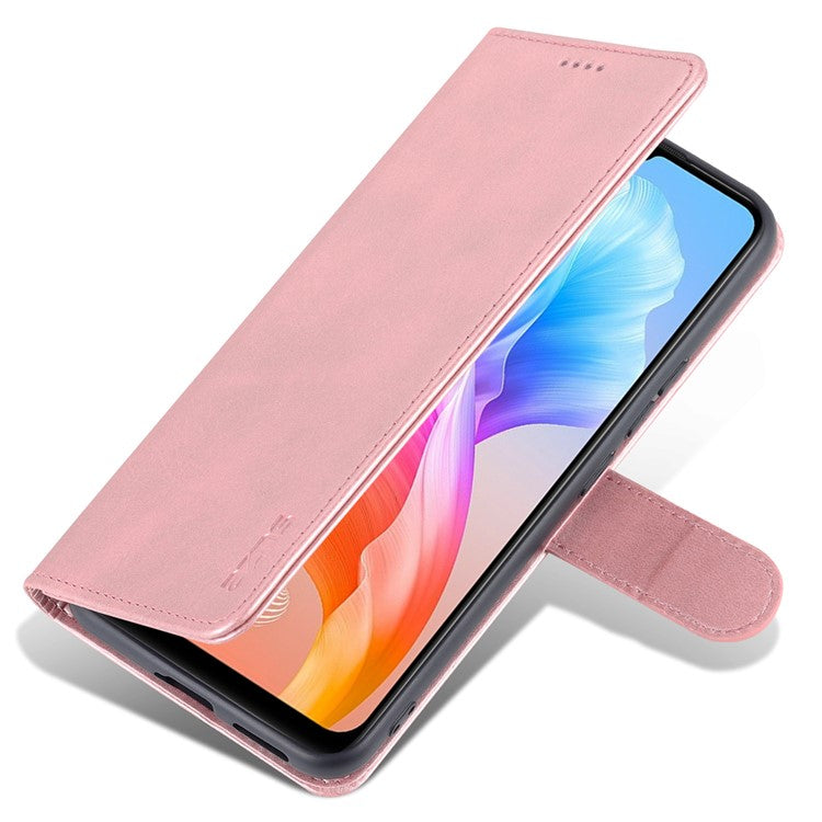 AZNS Full Body Protection PU Leather Wallet Stand Protective Phone Case Cover for vivo S10e/V23e 4G - Rose Gold