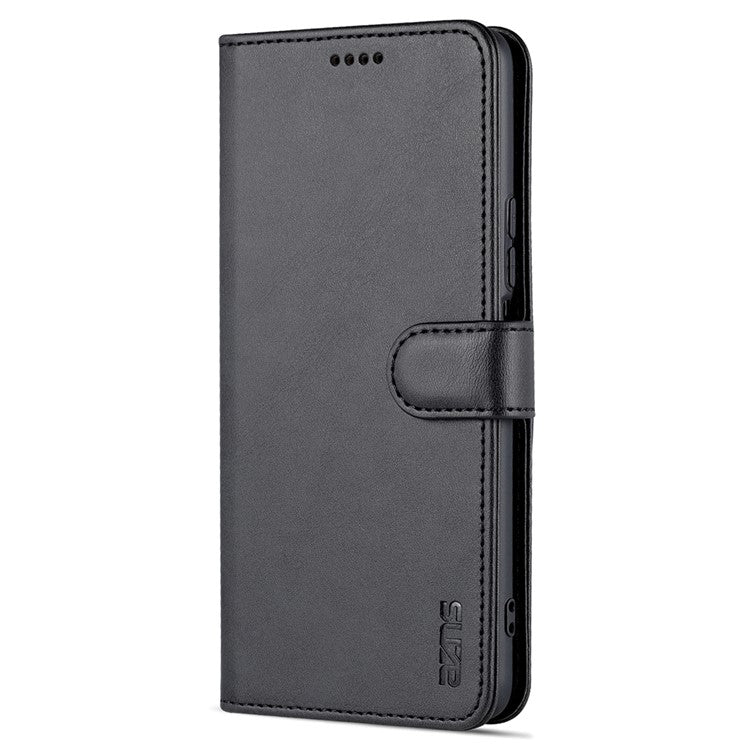 AZNS Fall Prevention PU Leather Wallet Stand Protective Phone Case Cover for vivo T1 5G - Black