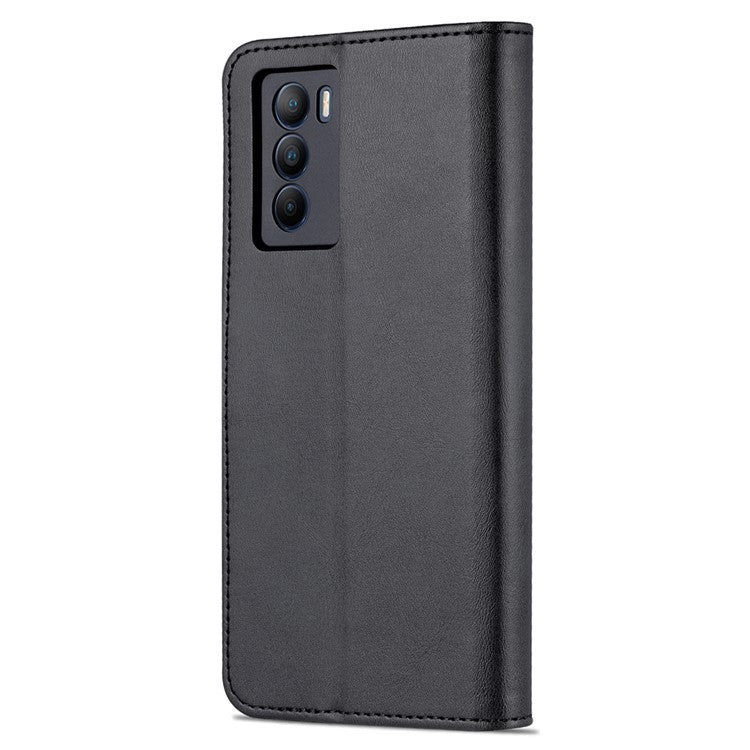 AZNS Fall Prevention PU Leather Wallet Stand Protective Phone Case Cover for vivo T1 5G - Black