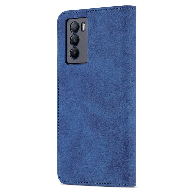 AZNS Fall Prevention PU Leather Wallet Stand Protective Phone Case Cover for vivo T1 5G - Blue