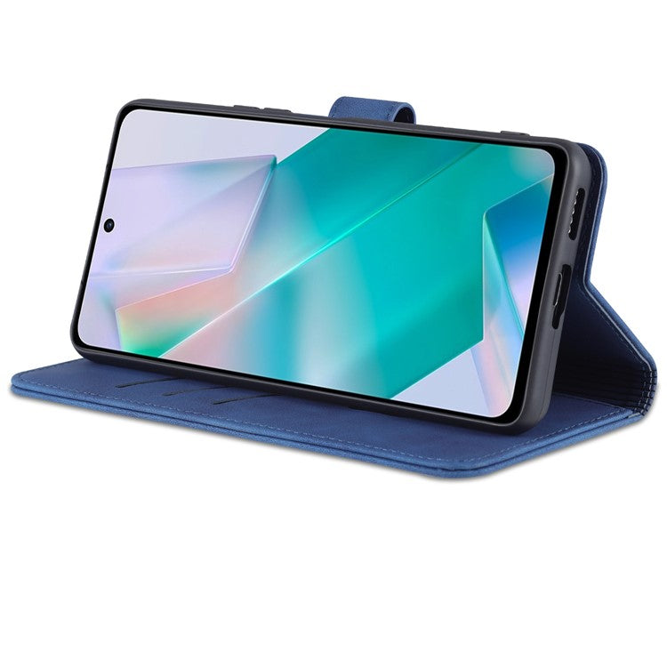 AZNS Fall Prevention PU Leather Wallet Stand Protective Phone Case Cover for vivo T1 5G - Blue