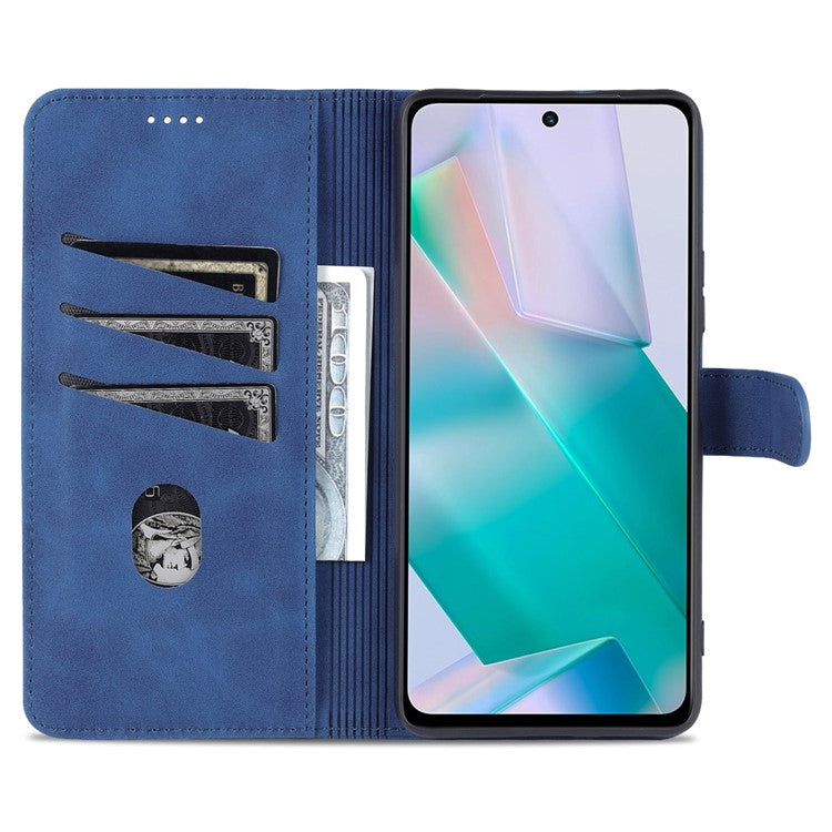 AZNS Fall Prevention PU Leather Wallet Stand Protective Phone Case Cover for vivo T1 5G - Blue