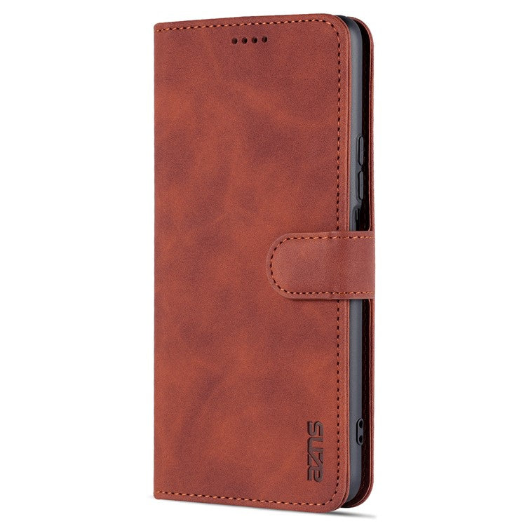 AZNS Fall Prevention PU Leather Wallet Stand Protective Phone Case Cover for vivo T1 5G - Brown