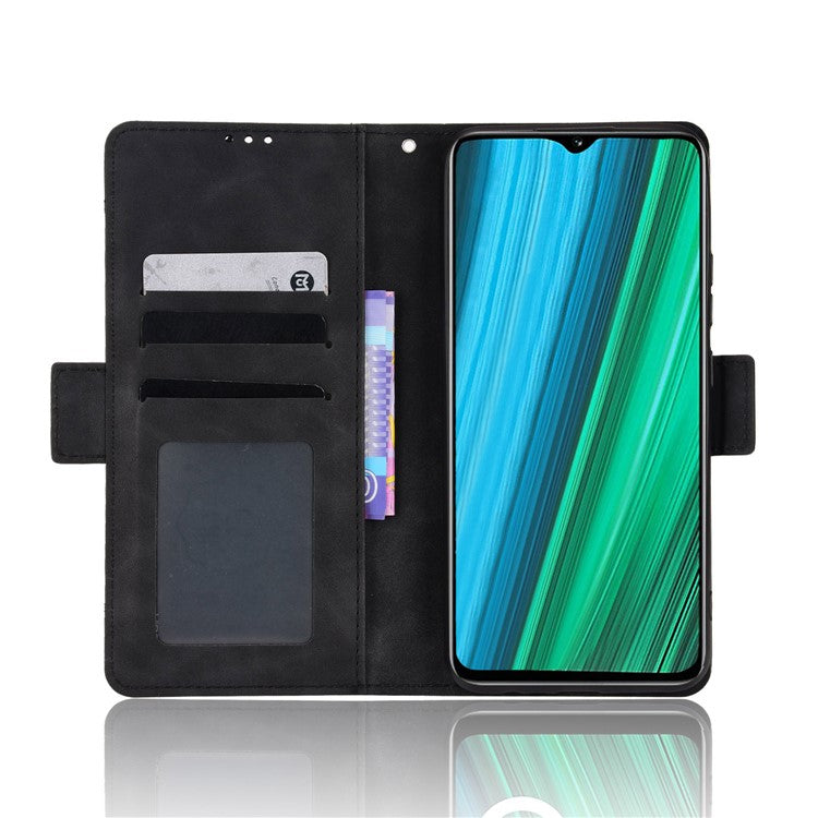 Double Protection PU Leather + TPU Phone Cover for Realme Narzo 50A, Cash Pocket Multiple Card Slot Case with Stand Case - Black