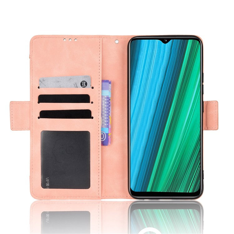Double Protection PU Leather + TPU Phone Cover for Realme Narzo 50A, Cash Pocket Multiple Card Slot Case with Stand Case - Pink