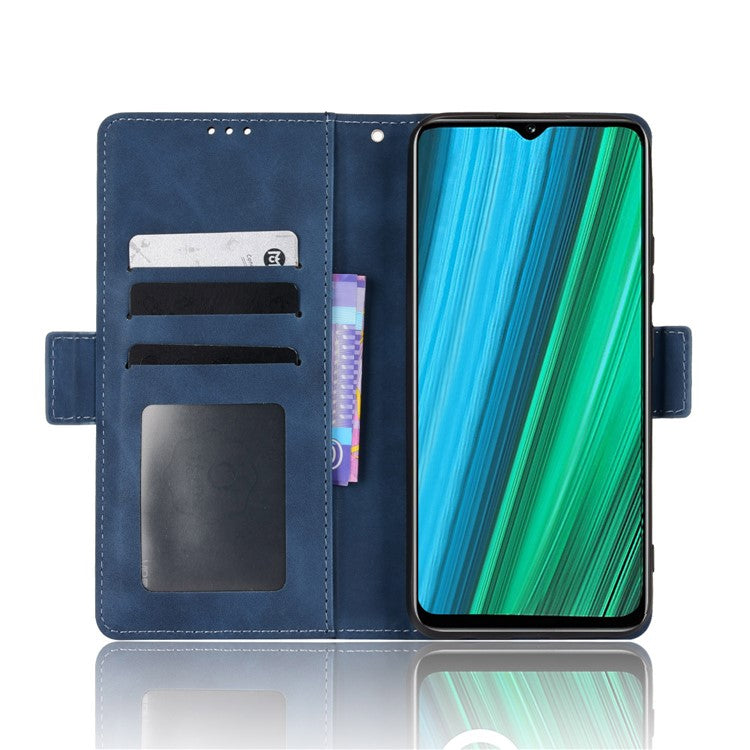 Double Protection PU Leather + TPU Phone Cover for Realme Narzo 50A, Cash Pocket Multiple Card Slot Case with Stand Case - Blue