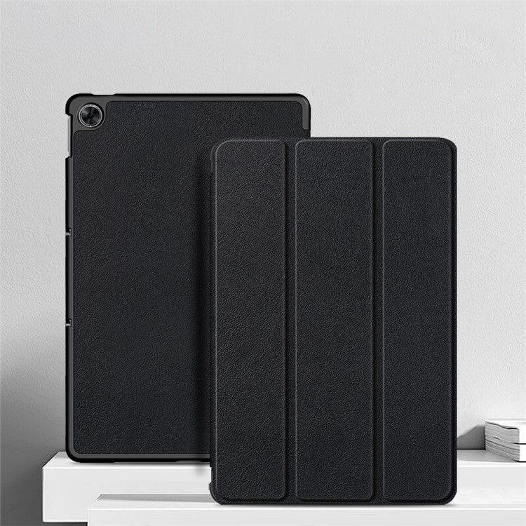 JIUYU PU Leather+PC Tri-fold Stand Drop-proof Tablet Case Shell for Realme Pad - Black