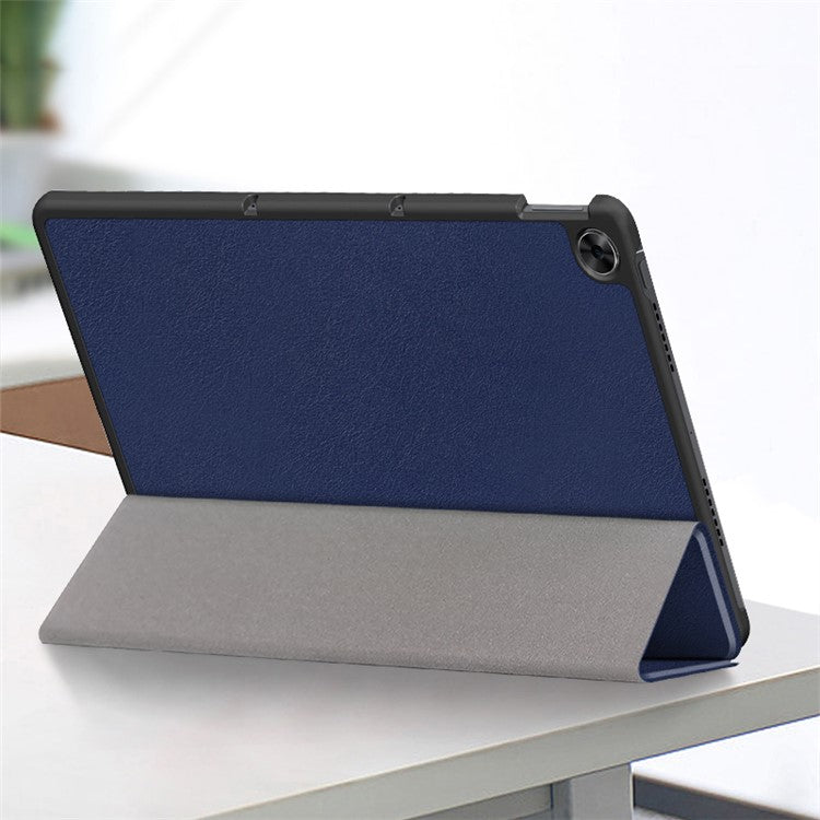 JIUYU PU Leather+PC Tri-fold Stand Drop-proof Tablet Case Shell for Realme Pad - Blue