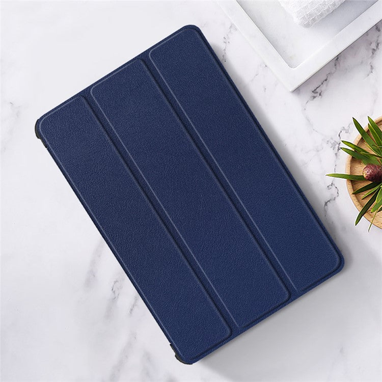 JIUYU PU Leather+PC Tri-fold Stand Drop-proof Tablet Case Shell for Realme Pad - Blue