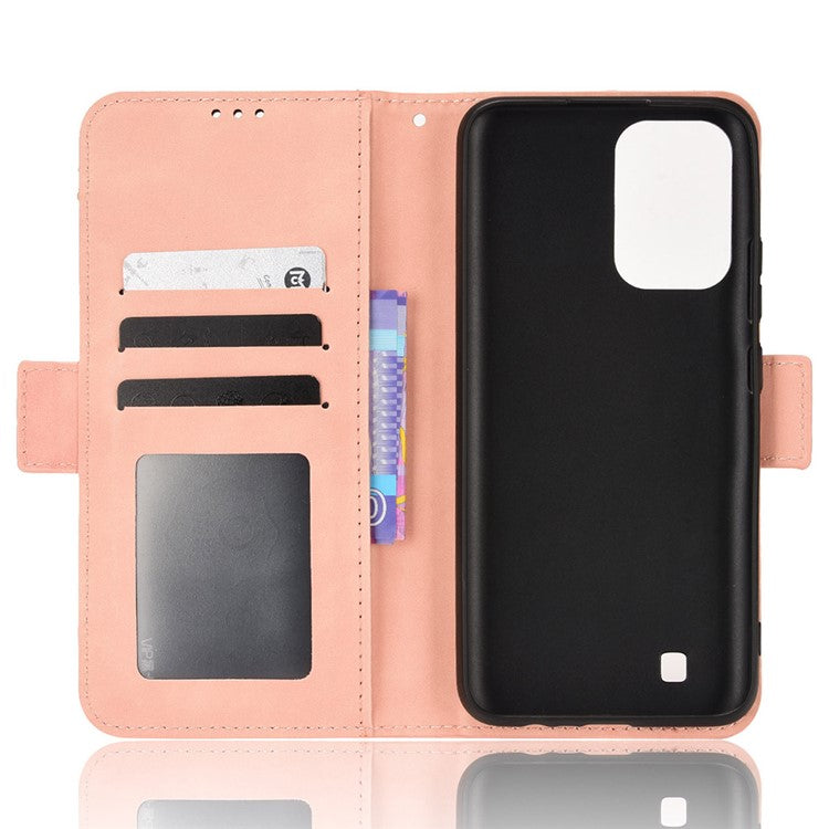 For Realme Narzo 50i Anti-drop Multi-card Slots Case All-inclusive Protection Premium PU Leather Stand Phone Shell with Wallet - Pink