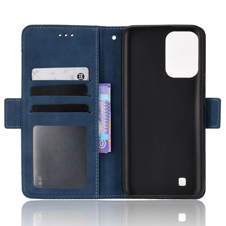 For Realme Narzo 50i Anti-drop Multi-card Slots Case All-inclusive Protection Premium PU Leather Stand Phone Shell with Wallet - Blue
