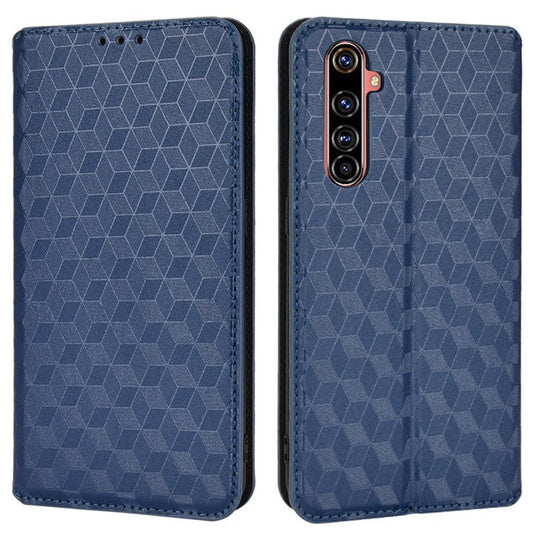 For Realme X50 Pro 5G/X50 Pro Player PU Leather + TPU Cover Imprinting Rhombus Walelt Stand Phone Case - Blue