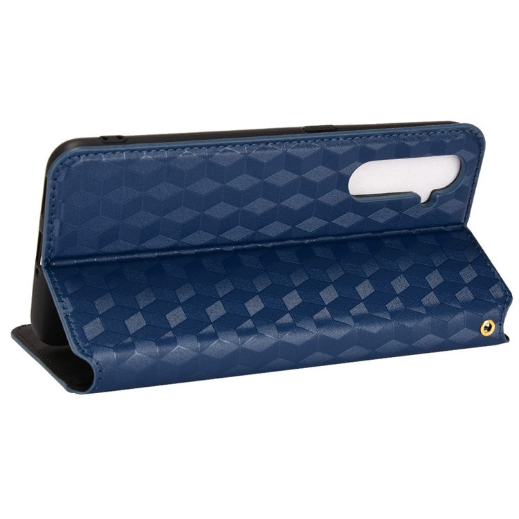 For Realme X50 Pro 5G/X50 Pro Player PU Leather + TPU Cover Imprinting Rhombus Walelt Stand Phone Case - Blue