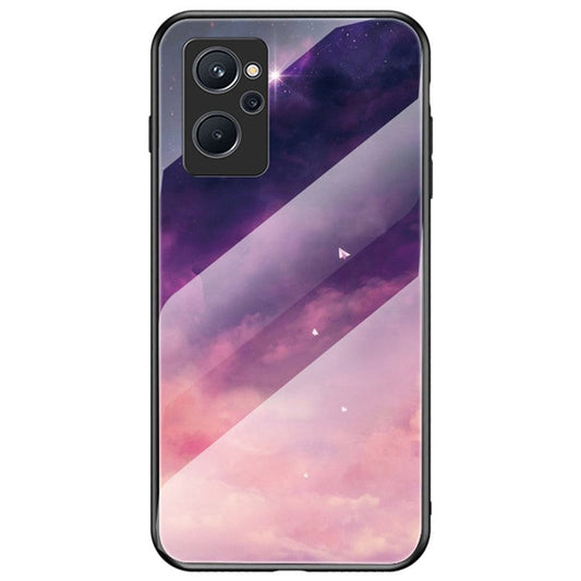 For Realme 9i Phone Case Starry Sky Pattern Fashionable Tempered Glass + PC Back TPU Hybrid Protective Cover - Dream Starry Sky