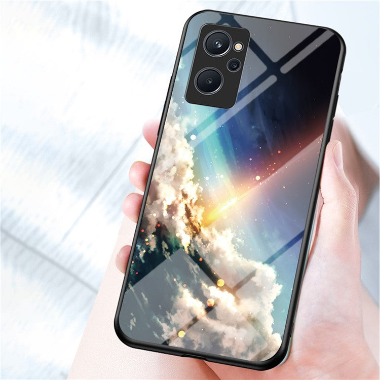 For Realme 9i Phone Case Starry Sky Pattern Fashionable Tempered Glass + PC Back TPU Hybrid Protective Cover - Dream Starry Sky