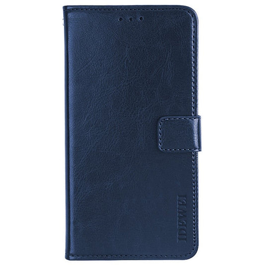IDEWEI For vivo Y32 PU Leather Phone Case Crazy Horse Texture Stand Wallet Magnetic Clasp Cover - Dark Blue