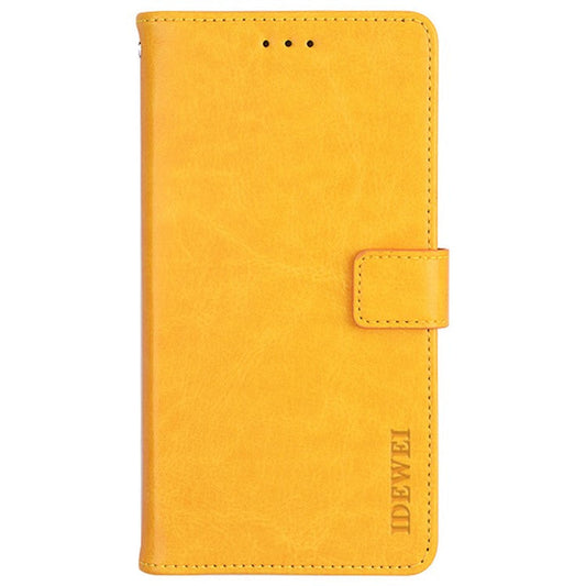 IDEWEI For vivo Y32 PU Leather Phone Case Crazy Horse Texture Stand Wallet Magnetic Clasp Cover - Yellow