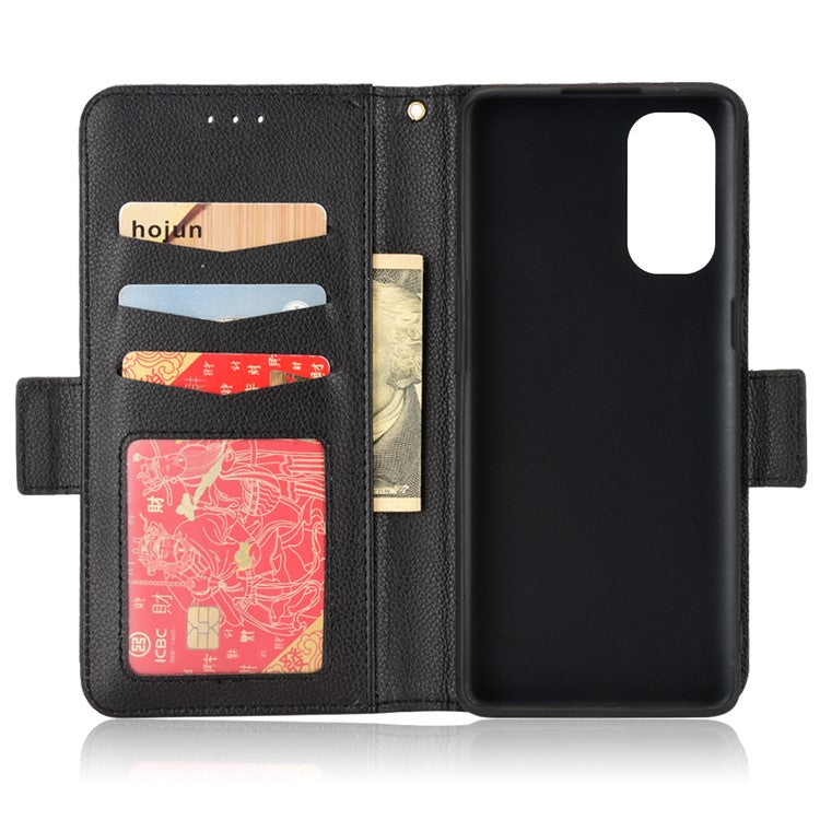 PU Leather + TPU Stand Phone Case for Oppo Reno4 Pro 5G, Litchi Texture Drop-resistant Wallet Cover - Black