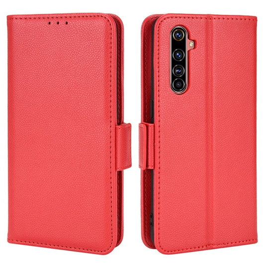 For Realme X50 Pro 5G/X50 Pro Player Litchi Texture Wallet Stand Leather Phone Case with Double Magnetic Clasp - Red