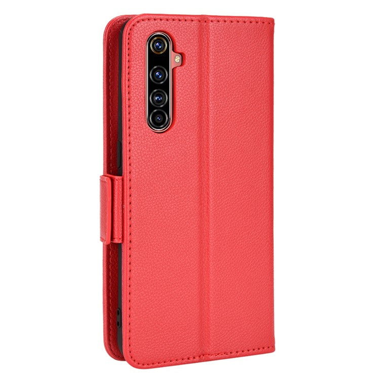 For Realme X50 Pro 5G/X50 Pro Player Litchi Texture Wallet Stand Leather Phone Case with Double Magnetic Clasp - Red