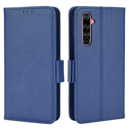 For Realme X50 Pro 5G/X50 Pro Player Litchi Texture Wallet Stand Leather Phone Case with Double Magnetic Clasp - Dark Blue
