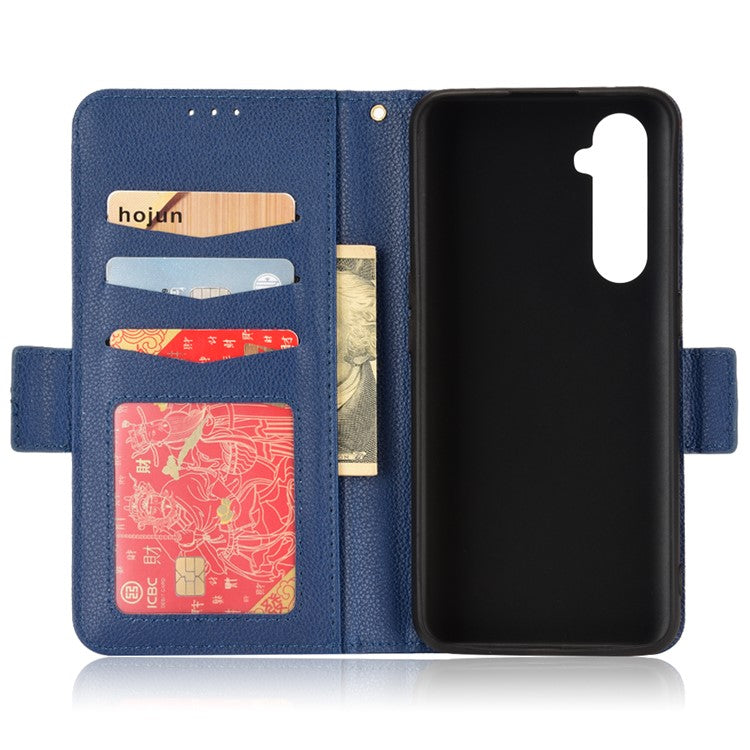 For Realme X50 Pro 5G/X50 Pro Player Litchi Texture Wallet Stand Leather Phone Case with Double Magnetic Clasp - Dark Blue