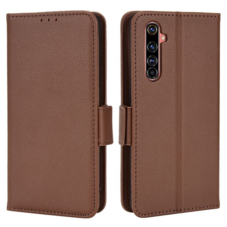 For Realme X50 Pro 5G/X50 Pro Player Litchi Texture Wallet Stand Leather Phone Case with Double Magnetic Clasp - Brown
